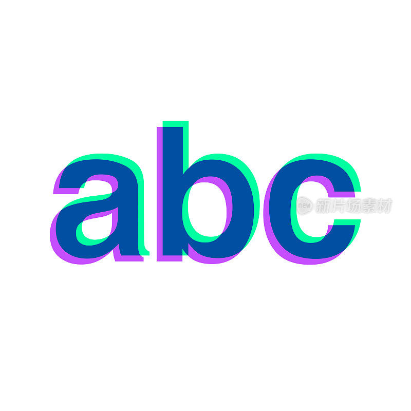 Abc字母。图标与两种颜色叠加在白色背景上