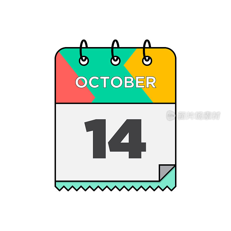 十月-每日日历图标在平面设计风格股票插图