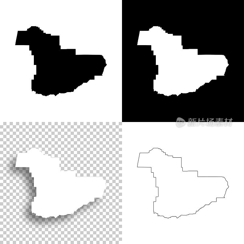 俄勒冈州道格拉斯县。设计地图。空白，白色和黑色背景