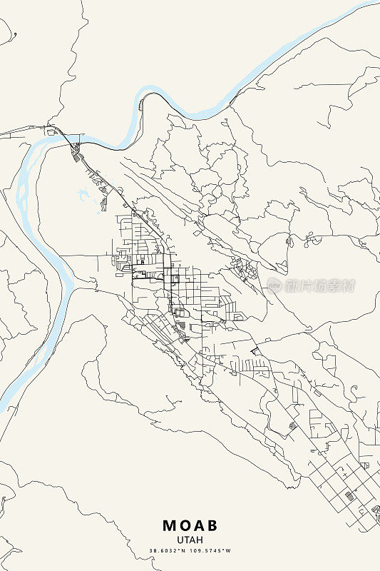 摩押，犹他州，美国矢量地图