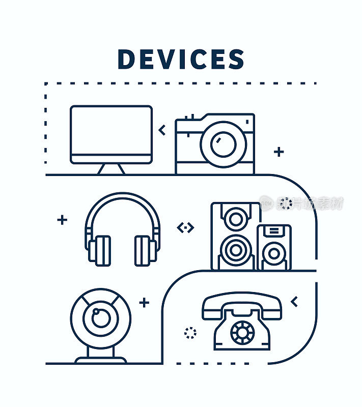 设备相关的矢量横幅设计概念。