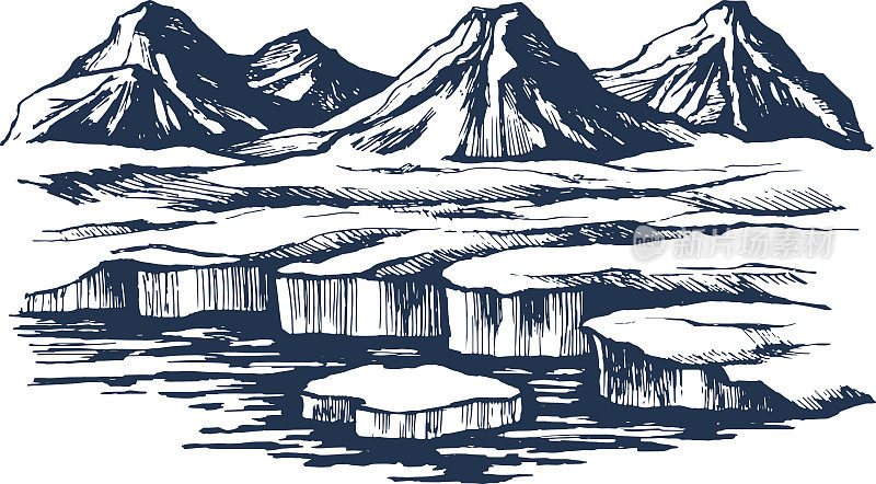 冰岛在岛上群山