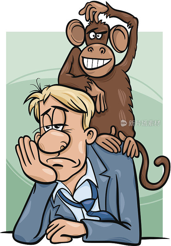猴子在你背后的卡通