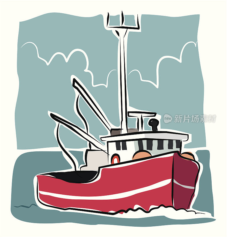 粗略的拖网渔船