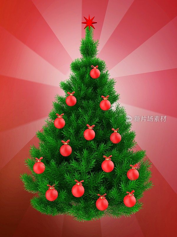 3d圣诞树上的红色