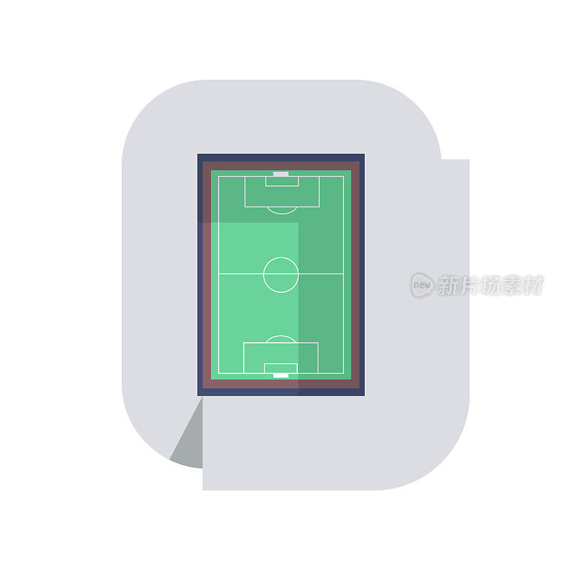 体育馆,鸟瞰图。孤立的平面设计矢量插图。足球领域
