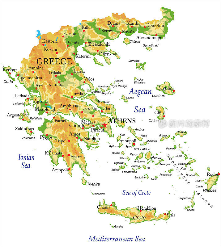 希腊实物地图