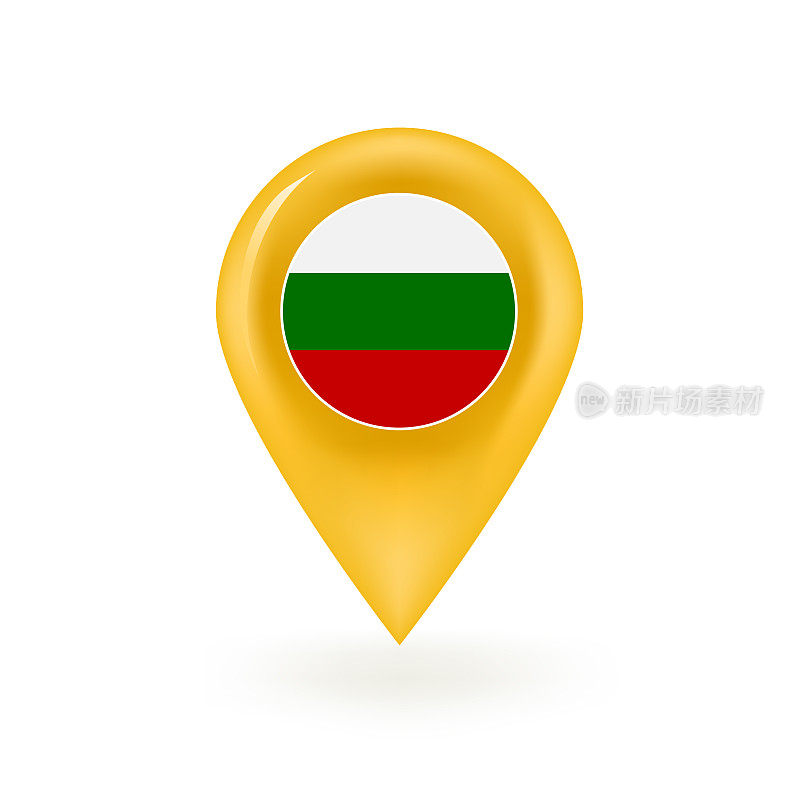 保加利亚国旗地图大头针图标