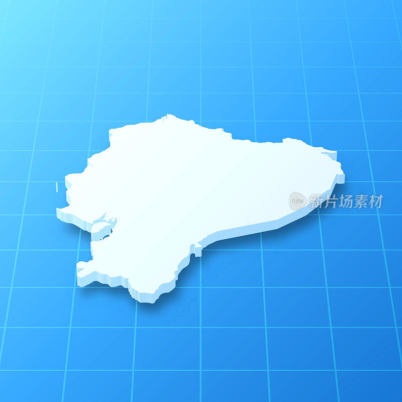 厄瓜多尔3D地图上的蓝色背景