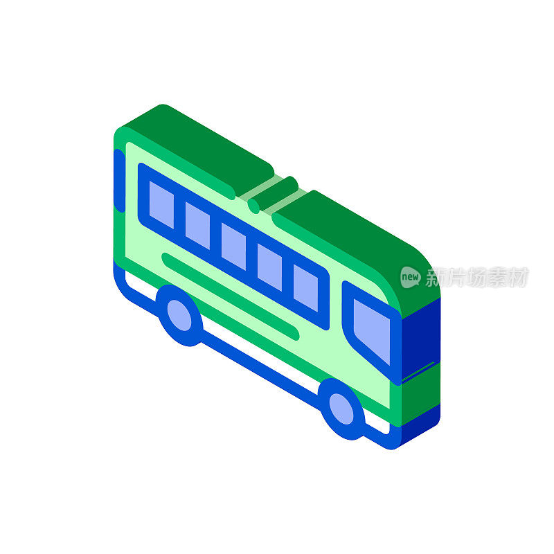 公共交通城际巴士等距图标矢量插图