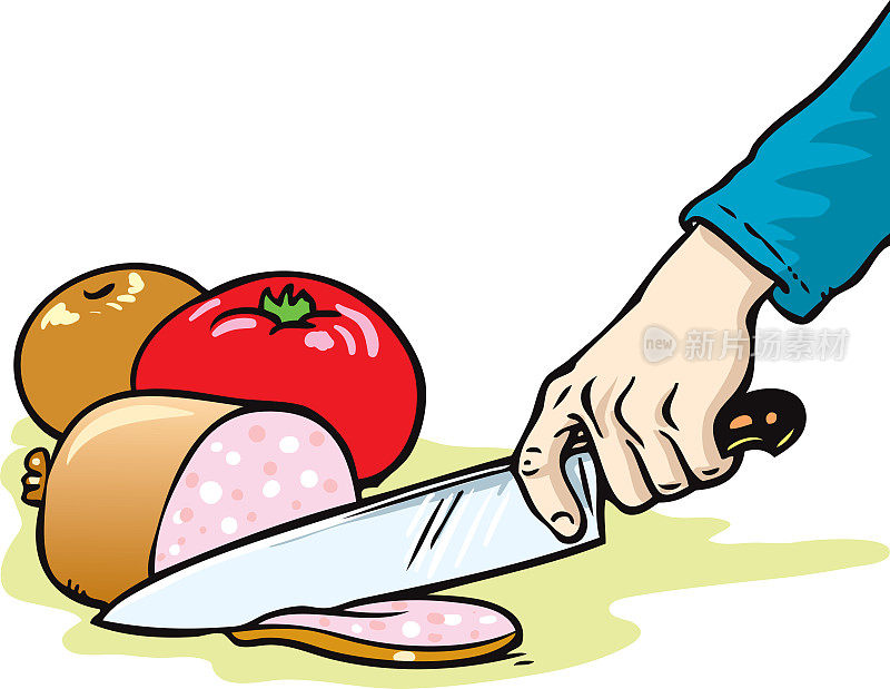 刀和手，切食物
