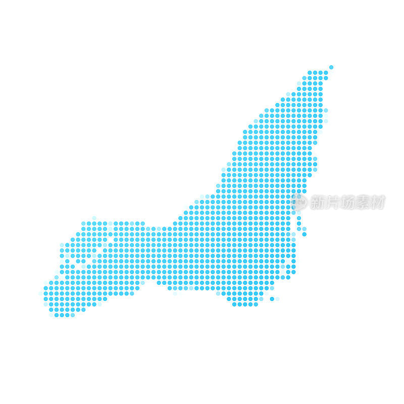 蒙特利尔岛地图在白色背景上的蓝点