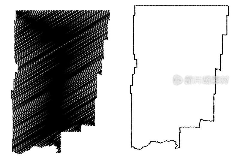 蒙大拿州布莱恩县(美国)地图矢量插图，草稿示意图布莱恩地图