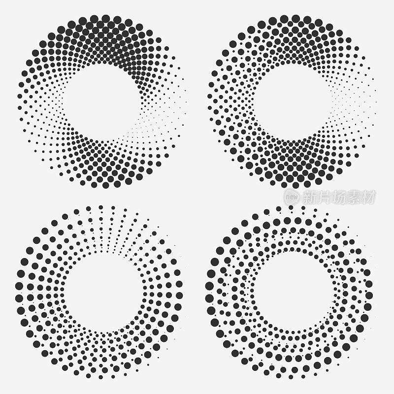 一套抽象的黑白点圆图案设计
