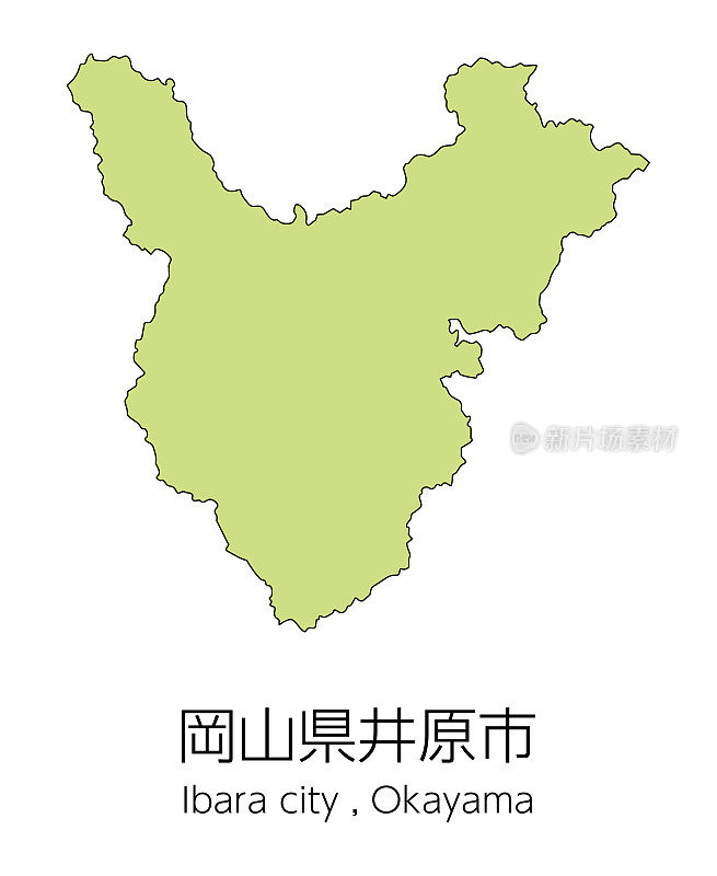 日本冈山县磐原市地图。翻译:“茨原市，冈山县。”