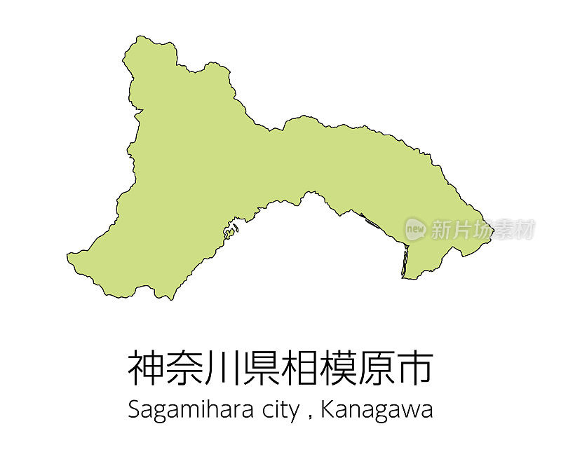 日本神奈川县相模原市地图。翻译:神奈川县相模原市。