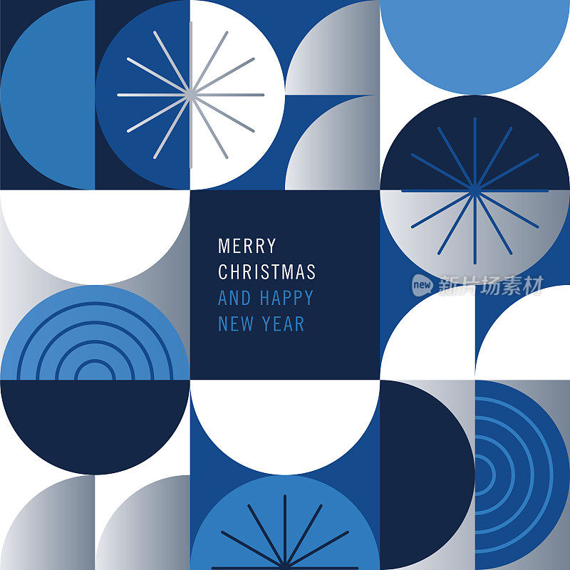 快乐的节日贺卡与现代几何背景。