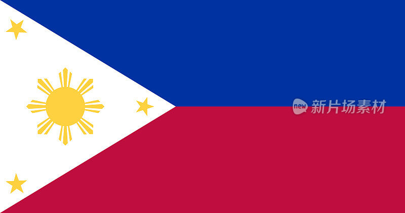 菲律宾国旗与原始的RGB颜色矢量插图设计