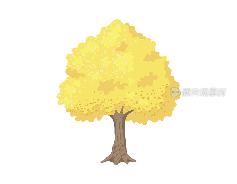 树的剪贴画，矢量插图，树叶变黄