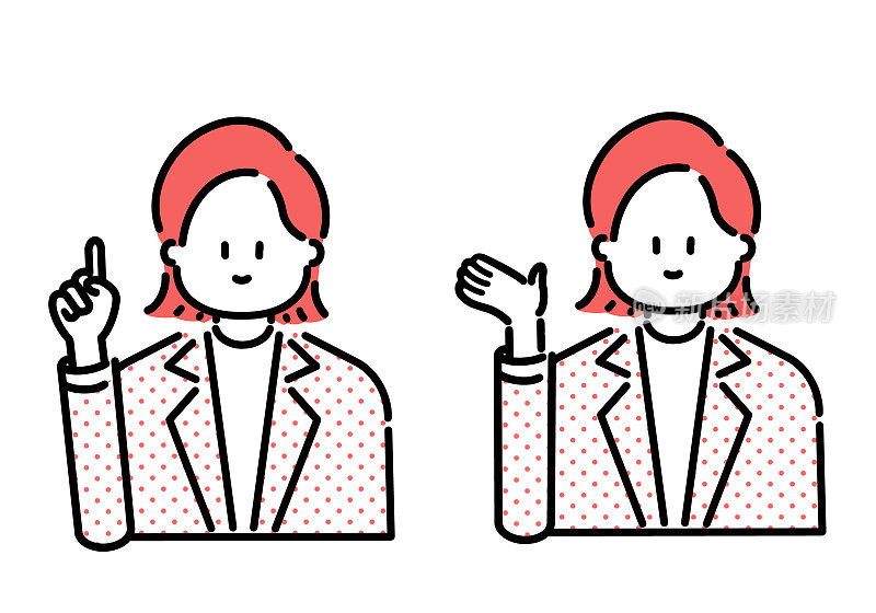 提出意见和指出意见的女商人插图材料集(红色)