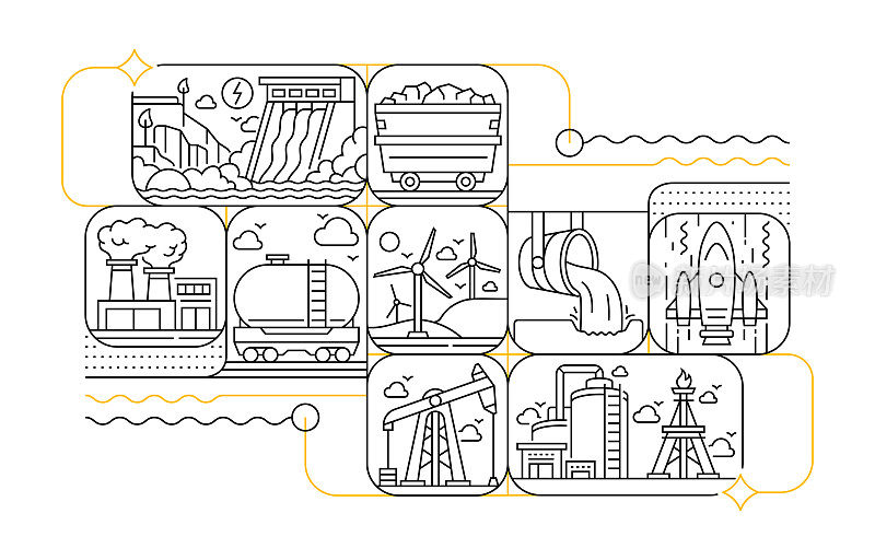 重型和电力工业线?con集和横幅设计