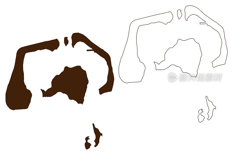 毛皮蒂岛(法国，法国共和国，太平洋，社会群岛群岛，法属波利尼西亚)地图矢量插图，潦草草图毛皮蒂地图