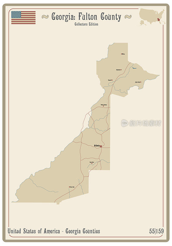 乔治亚州富尔顿县地图