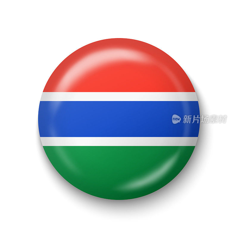 冈比亚国旗-圆形光泽图标。