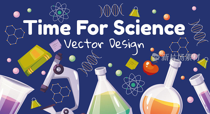 科学实验室化学科学家发现横幅海报背景设计元素插图