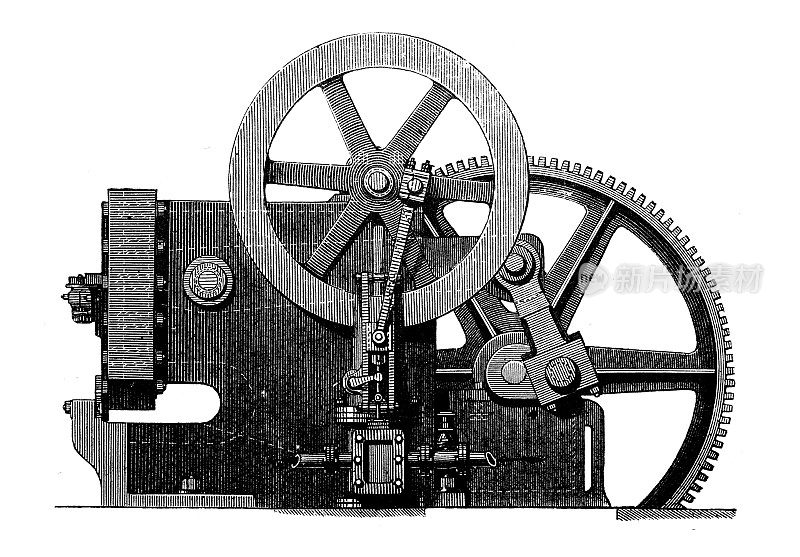 古董插图，应用力学和机器:剪刀剪切割机