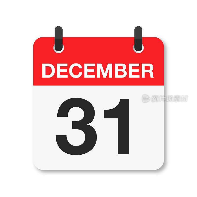 12月31日-每日日历图标-白色背景