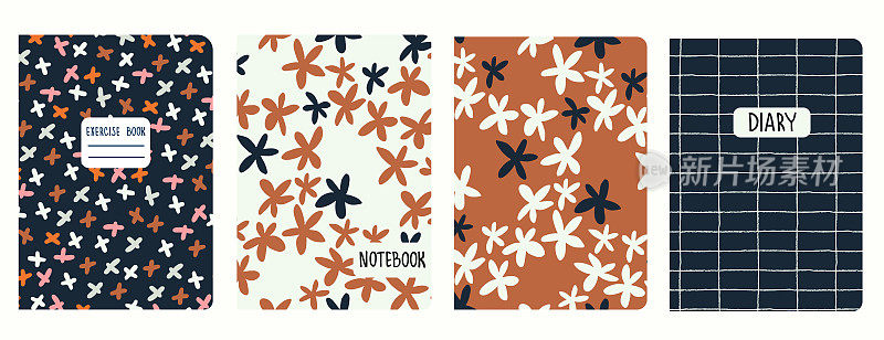 封面模板基于波西米亚风格的花朵图案，网格线。头孤立的,可替换的