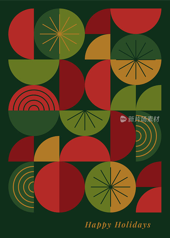 快乐的节日卡片与现代几何背景。