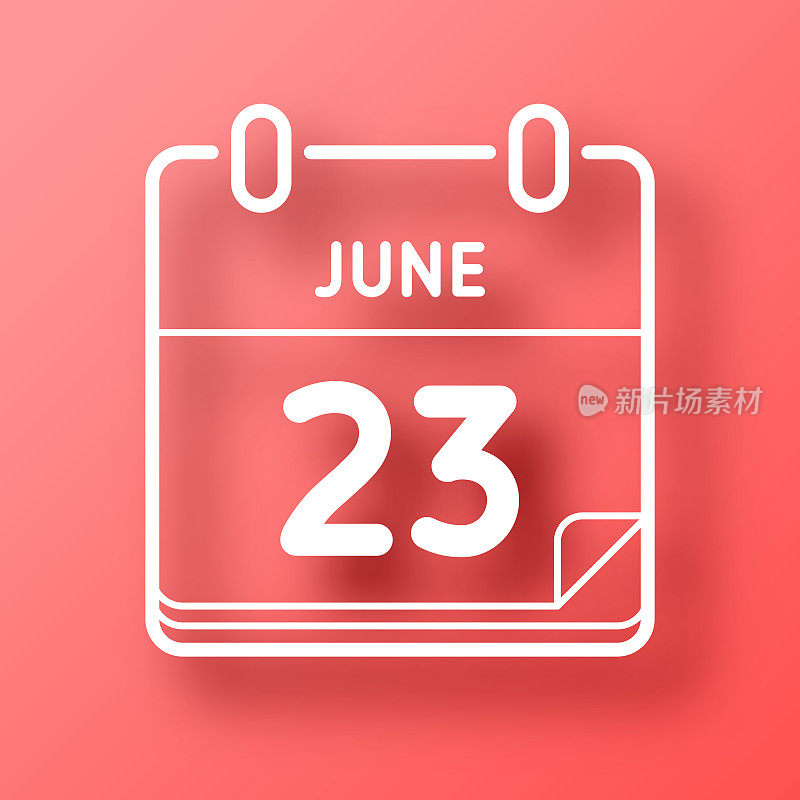 6月23日。图标在红色背景与阴影