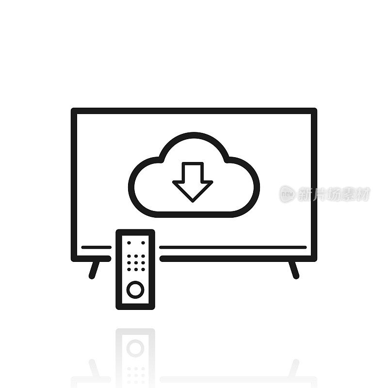 云下载到电视。白色背景上反射的图标