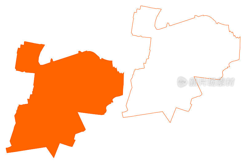 鲁芬自治区(荷兰王国，荷兰，北布拉班特省或北布拉班特省)地图矢量插图，涂鸦草图鲁芬地图