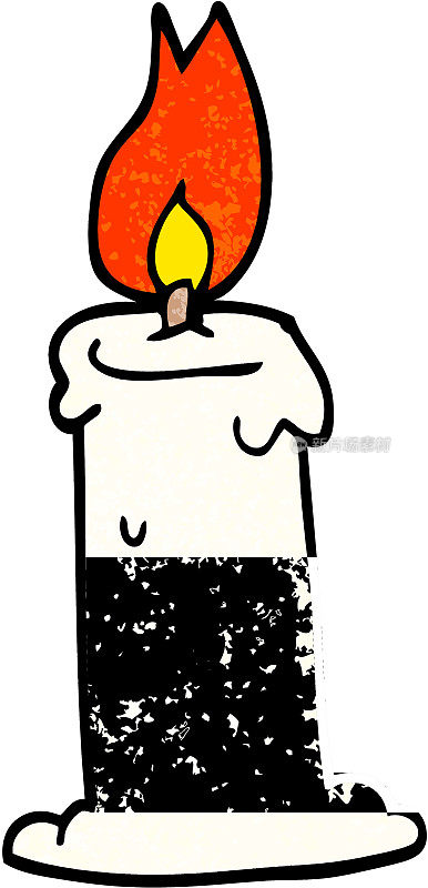 卡通涂鸦燃烧的蜡烛