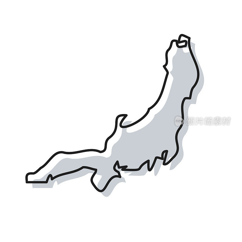 本州地图手绘白色背景-时尚的设计