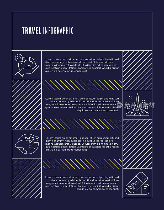 旅游信息图表模板-探索目的地与标志性的图形