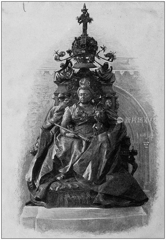 大英帝国的古董照片:维多利亚女王雕像