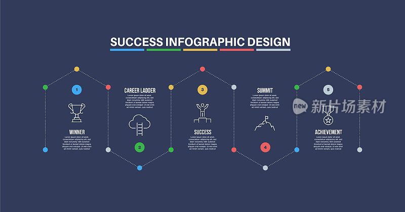 信息图表设计模板与成功的关键字和图标