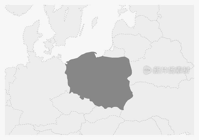欧洲地图和突出的波兰地图
