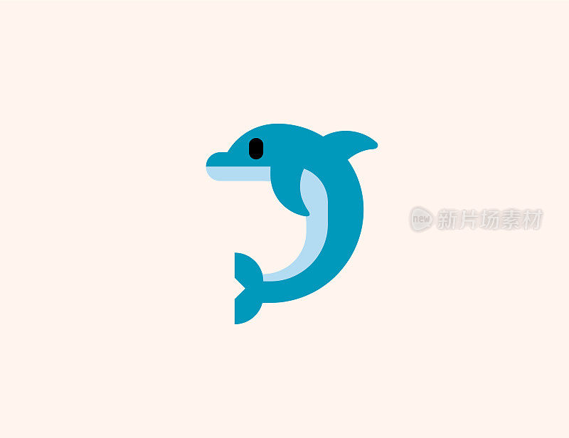 海豚矢量图标。孤立的海豚平彩色符号