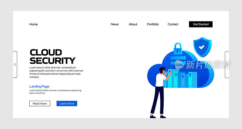 云安全概念矢量插图登陆页面模板，网站横幅，广告和营销材料，在线广告，业务演示等。