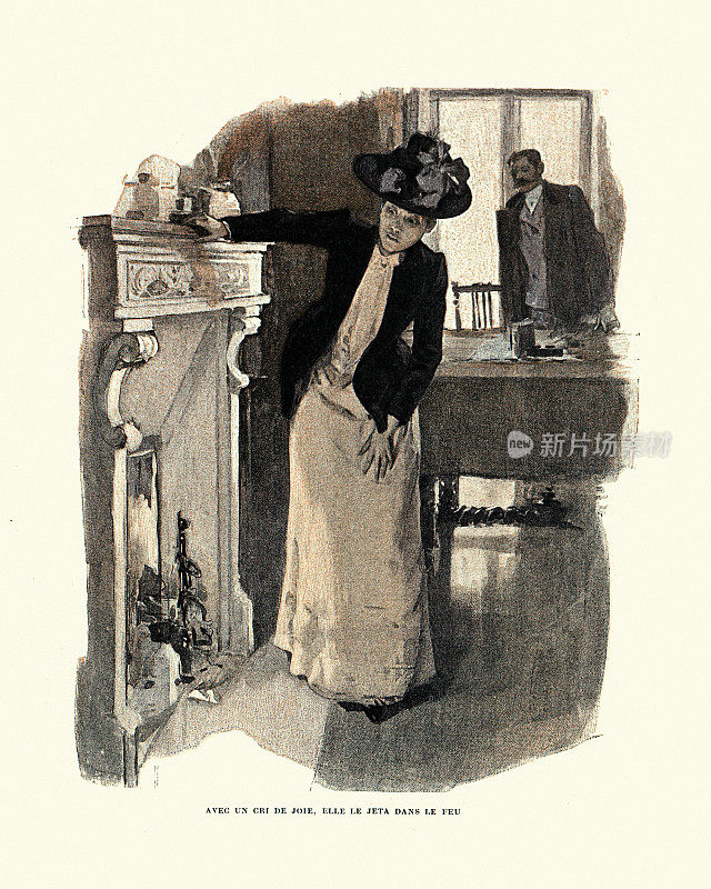 一个女人往火里扔一封信，维多利亚时代的情节剧，19世纪