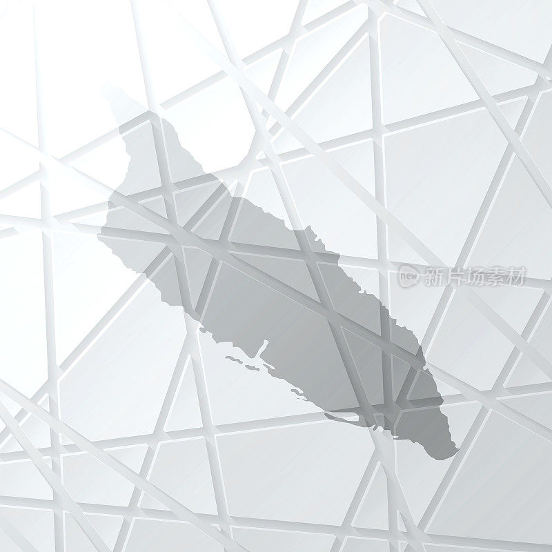 阿鲁巴地图与网状网络在白色背景