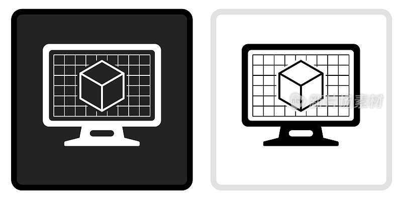 3D立方体桌面上屏幕图标黑色按钮白色翻转