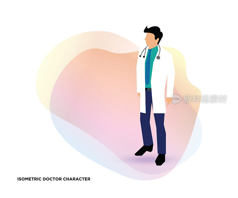 等距设计。等距医生性格。股票插图