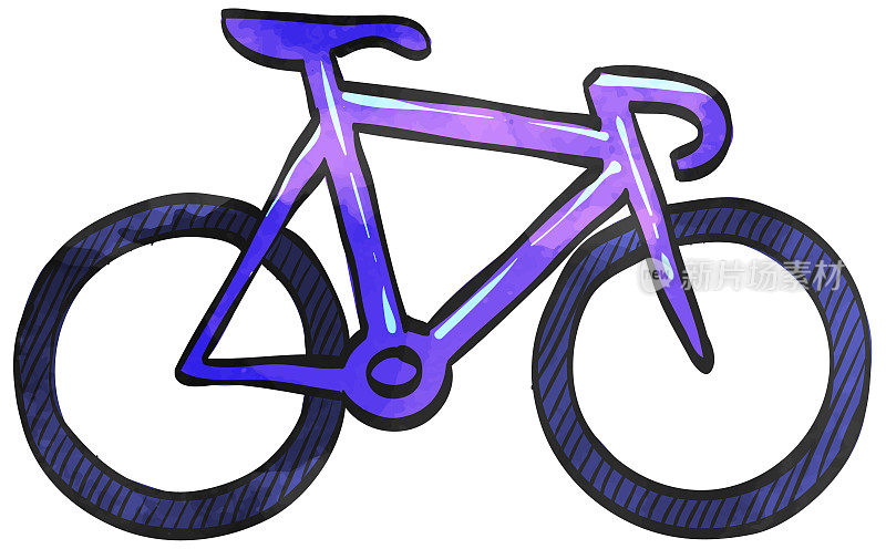 水彩风格图标轨道自行车