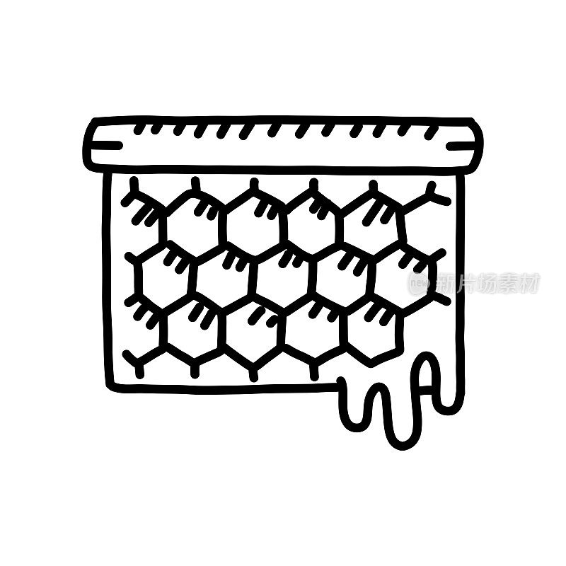 蜂房手绘图标，涂鸦风格矢量插图